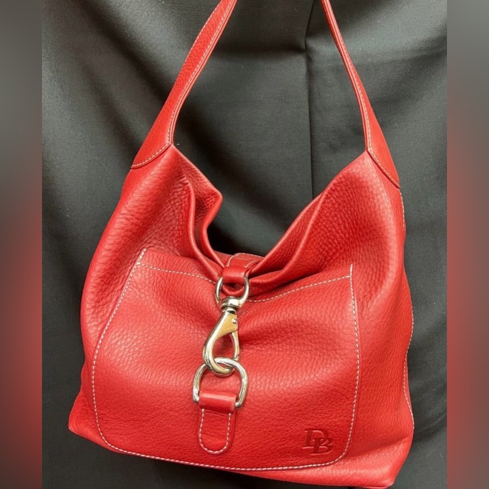 Dooney & Bourke Red Pebbled Leather Hobo Shoulder Bag